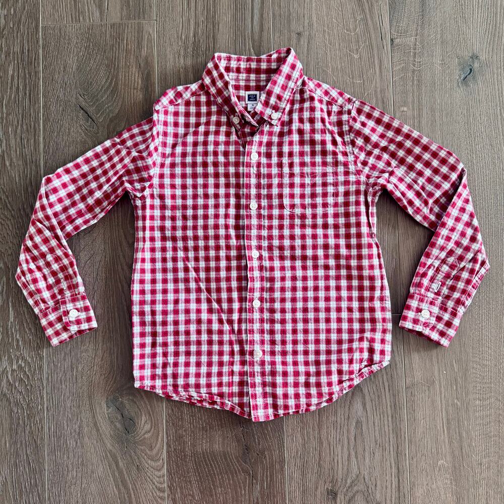 Janie + Jack Holiday Plaid Shirt Red White Christmas Boys Sz 5